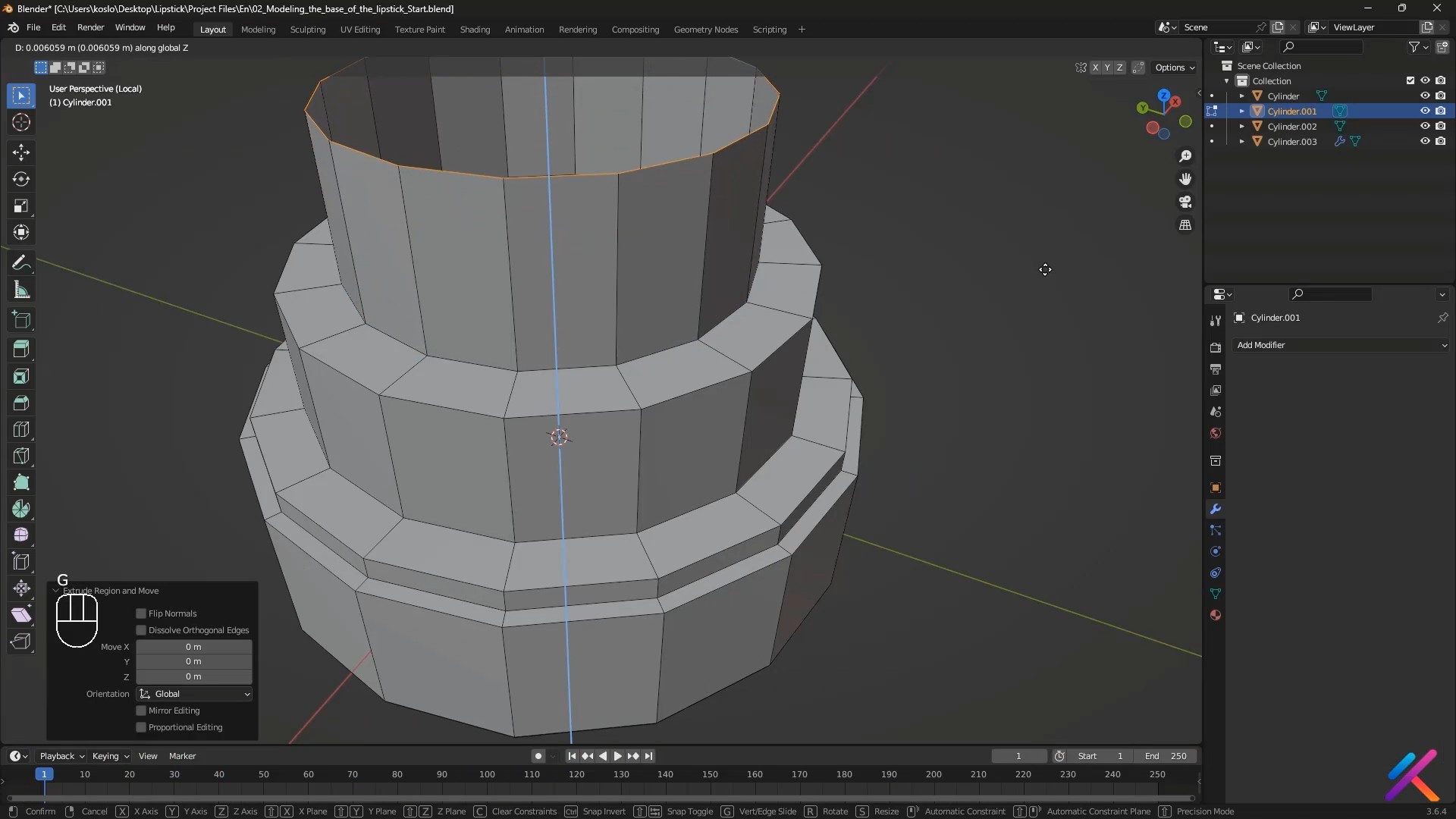 Modélisation du rouge à lèvre dans Blender 3D
